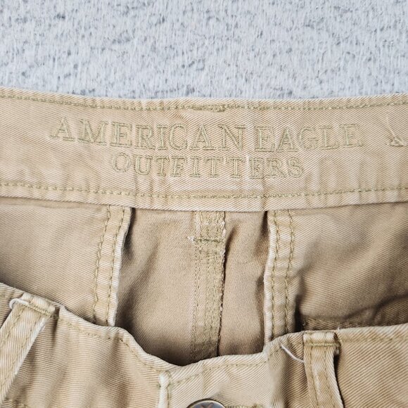 American Eagle Pants Mens 30x34 Slim Straight Chino Canvas Distressed Patched - Picture 13 of 15